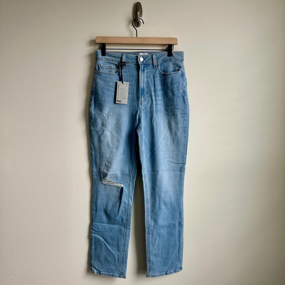 Paige Jeans Womens 30 Ultra High Rise Straight Distressed‎ Denim
